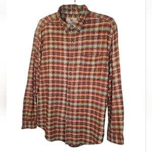 Territory Ahead Western Dress Shirt Lg Woven Textured Swirl Plaid Button Front